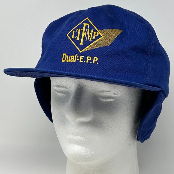 Vintage 80s LTFMP Dual EPP Hat Baseball Cap Ear Flap K Brand USA Snapback Blue - Picture 12 of 12